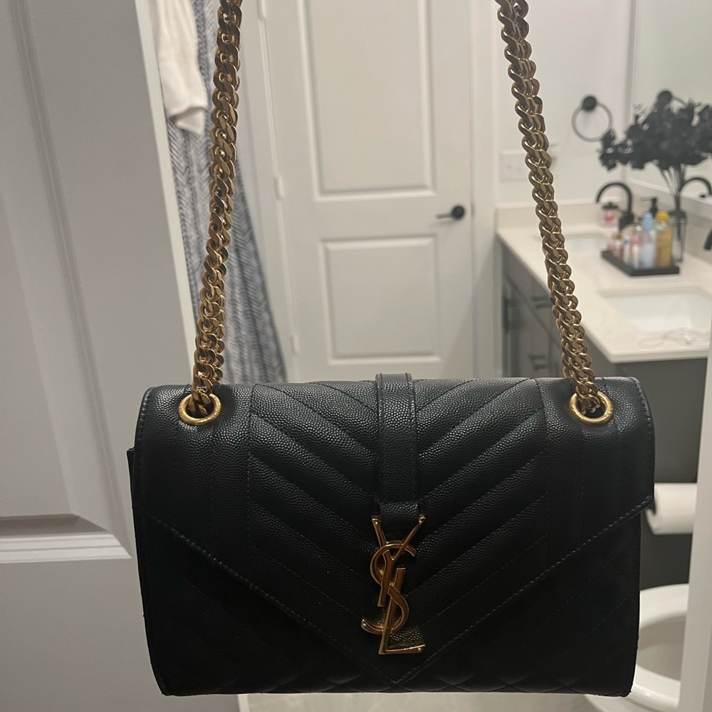 Saint Laurent Medium Tri-Quilted, Gold hardware bag